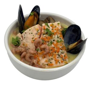 Zalmfilet met spinazie hollandaise en mosseltjes
